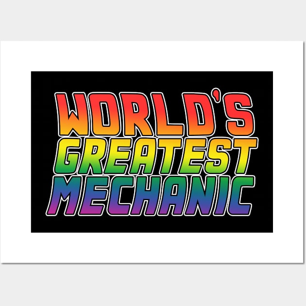 Mechanic job gifts design. Perfect present for mom dad friend him or her. Lgbt rainbow color Wall Art by SerenityByAlex